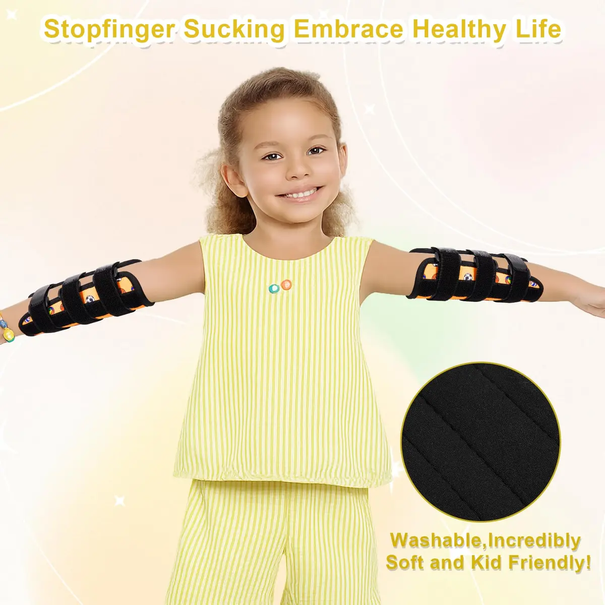 JFHNMLW Yellow Ball Sports Thumb Sucking Deterrent Elbow Guard 17.7cm (7in) | Gentle Habit Breaker for Kids - view 3