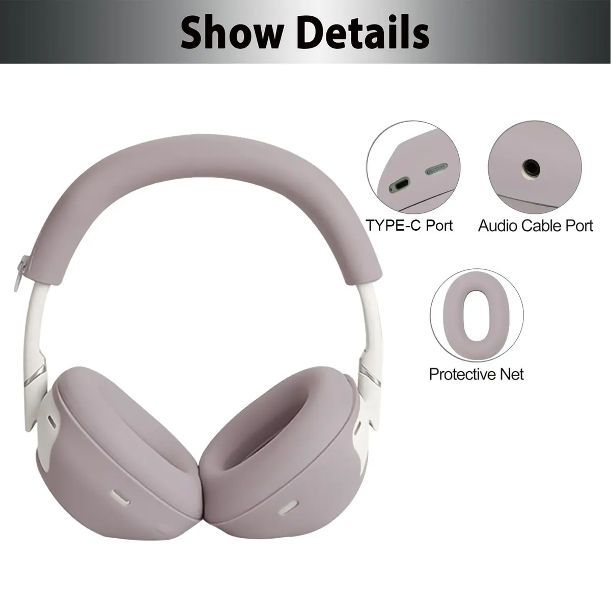 Adhiper 3-in-1 Silicone Sweat Case Cover for Sony WH-1000XM6 Headphones | Sweatproof & Washable (70-120 chars) - view 6