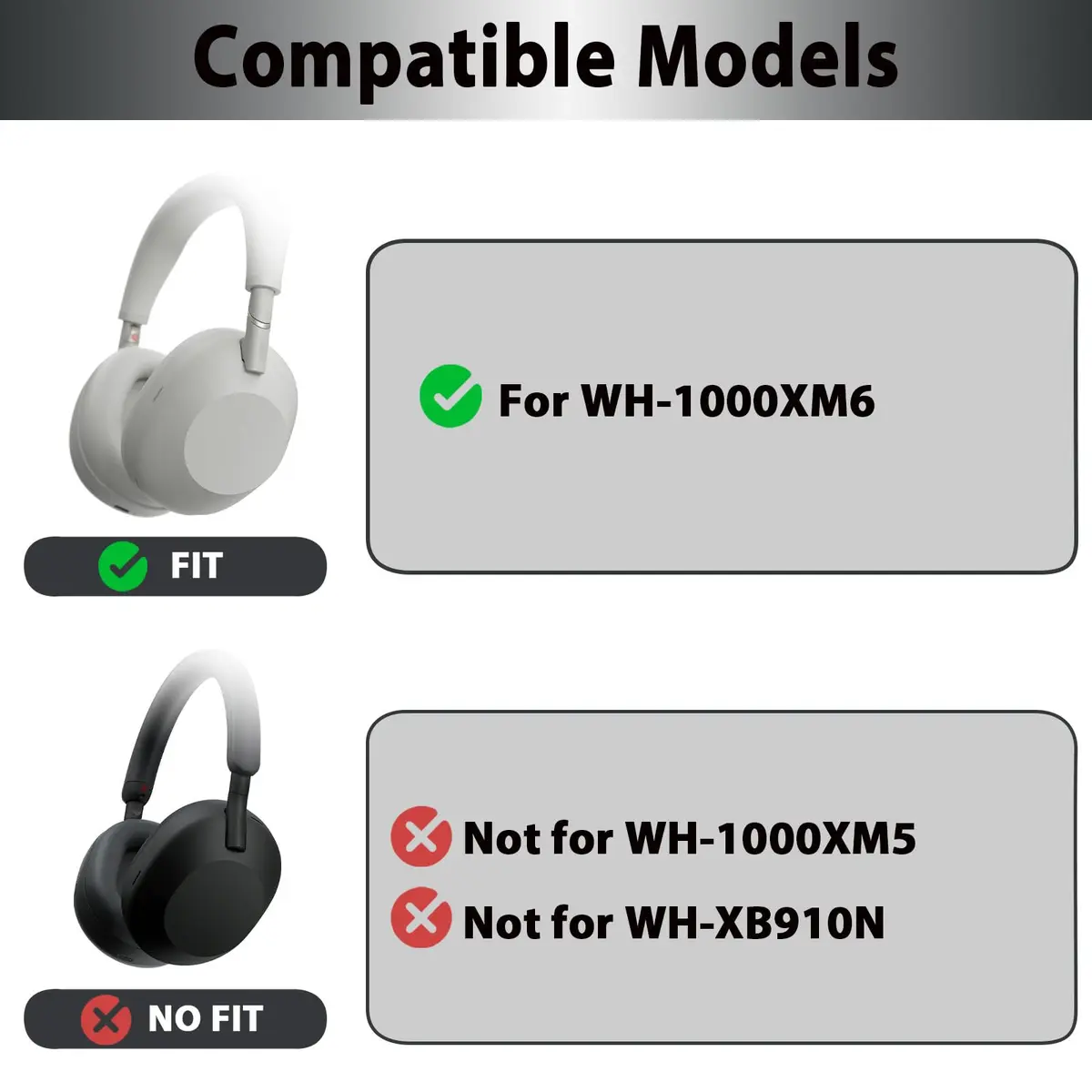 Adhiper 3-in-1 Silicone Sweat Case Cover for Sony WH-1000XM6 Headphones | Sweatproof & Washable (70-120 chars) - view 2