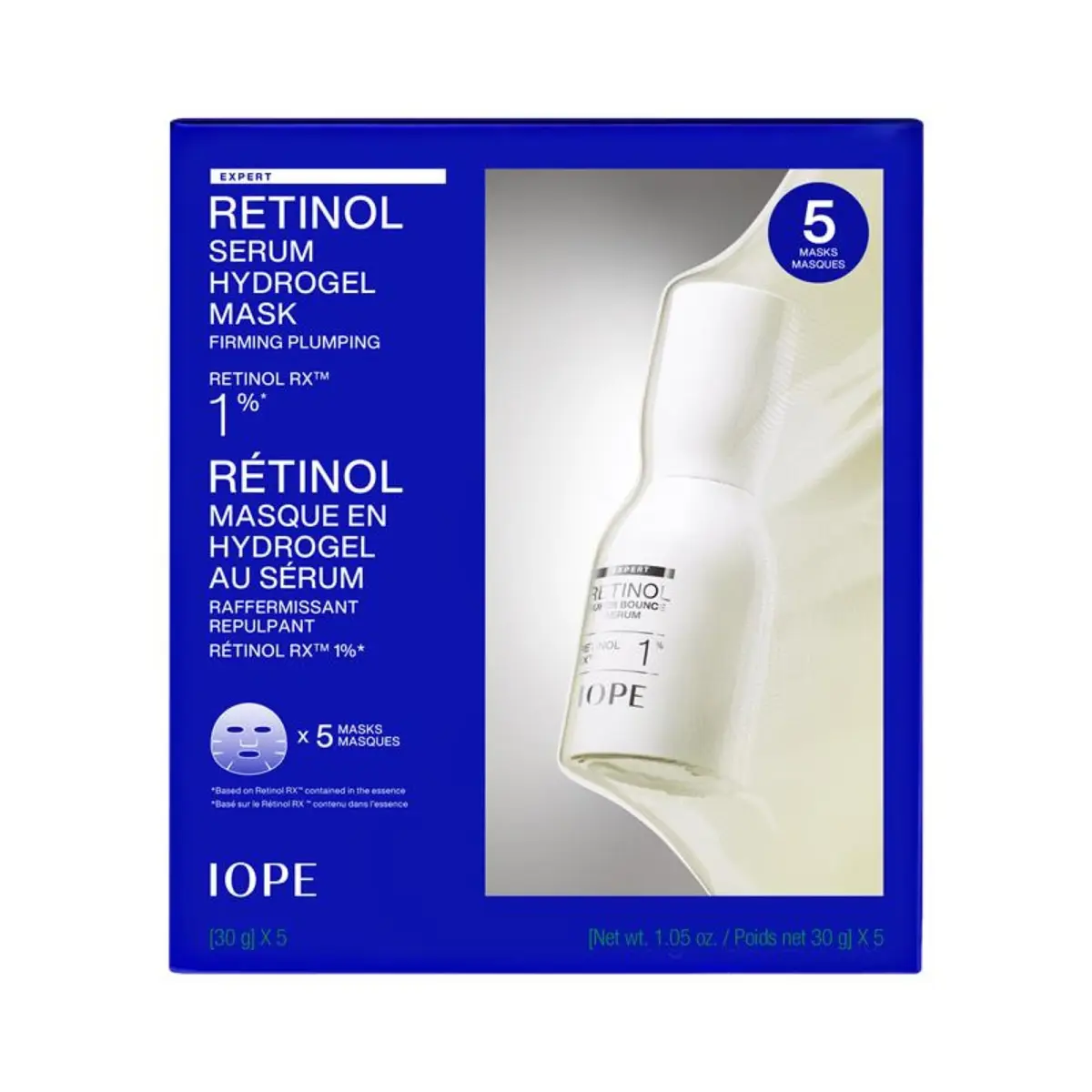 IOPE Retinol Serum in Deep Collagen Gel Mask 5 Set | High Adhesion Hydrogel, 1% Retinol RX, Firming & Anti-Aging - main product image