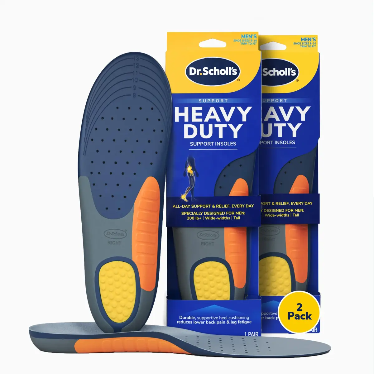 Dr. Scholl's Heavy Duty Support Orthotics for Men, Size 8-14 (2 Pairs) | Clinically Proven Pain Relief & Shock Absorption - main product image