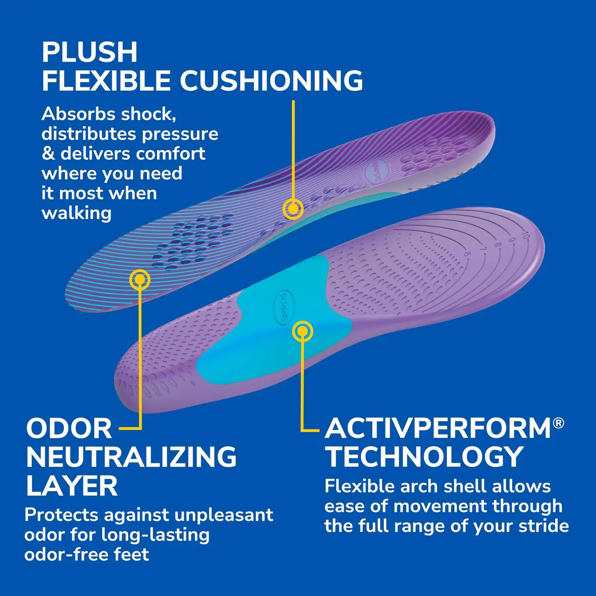 Dr. Scholl's Walk Longer Insoles for Women, Arch Support Shoe Inserts | Full-Length Foam Comfort & Odor Control - view 5
