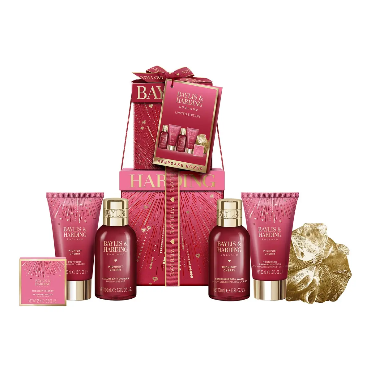 Baylis & Harding Limited Edition Pamper Present Gift Set for Women | Midnight Cherry Fragrance, 6-Piece - main product image