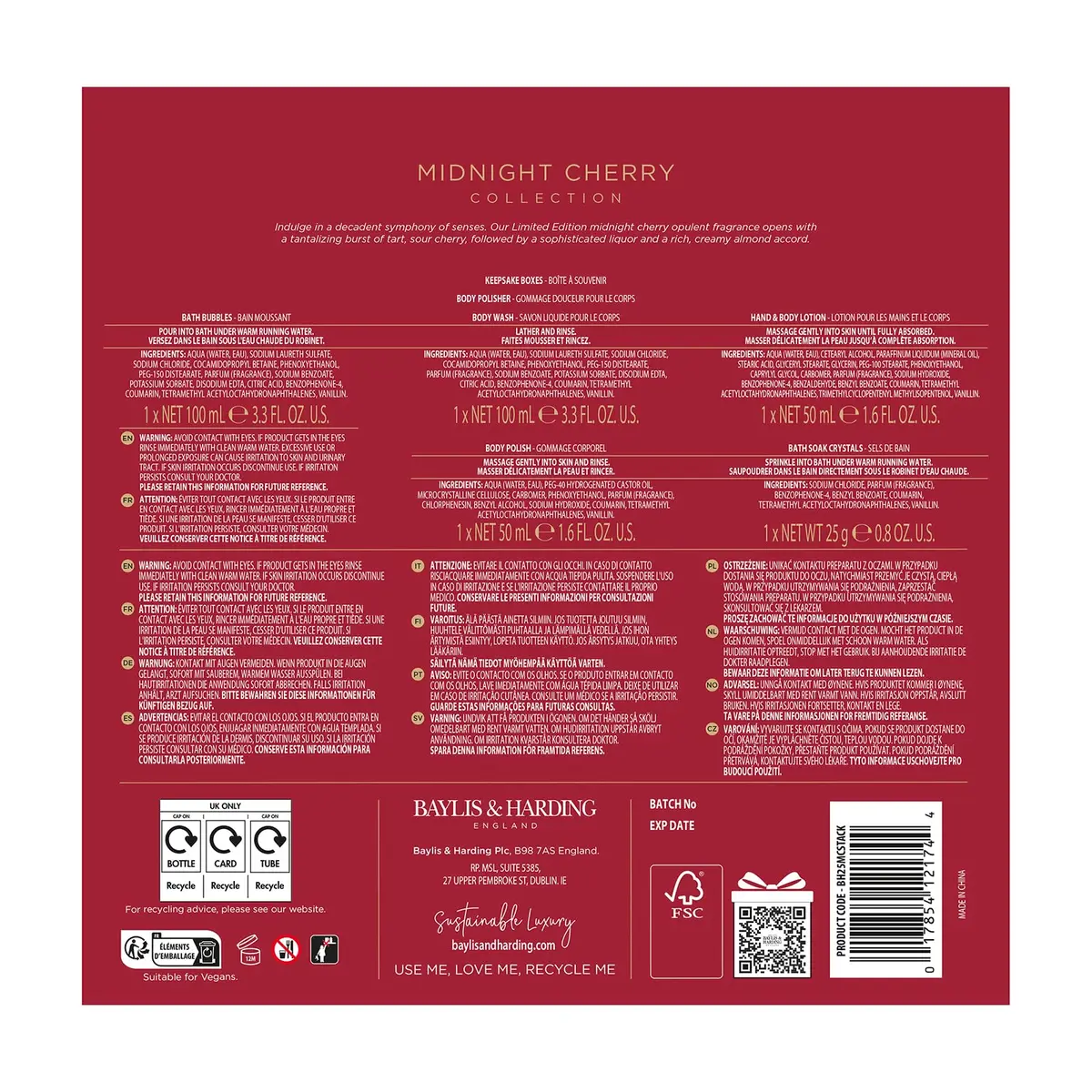 Baylis & Harding Limited Edition Pamper Present Gift Set for Women | Midnight Cherry Fragrance, 6-Piece - view 7