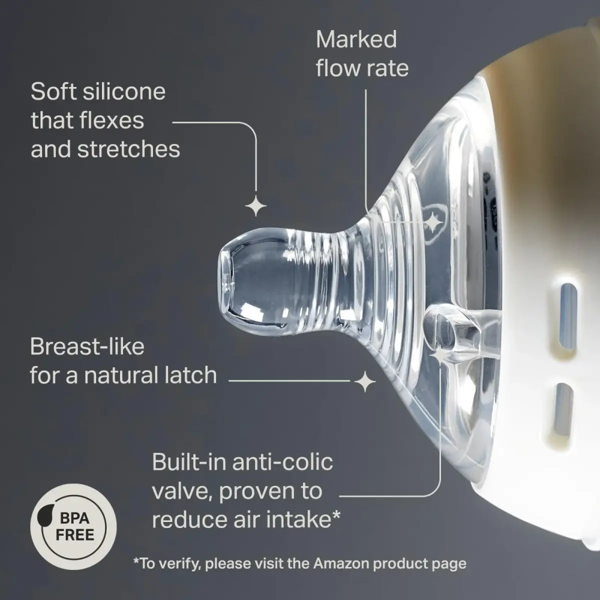 Tommee Tippee Natural Start Baby Bottle Nipples Slow Flow 0+ Months, 4 Count | Breast-Like for Natural Latch - view 3