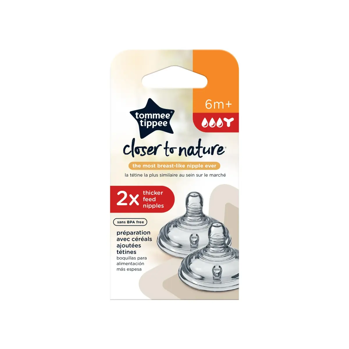 Tommee Tippee Natural Start Baby Bottle Nipples, Thicker Feed, 6m+, Pack of 4 | Breast-Like Silicone - view 7