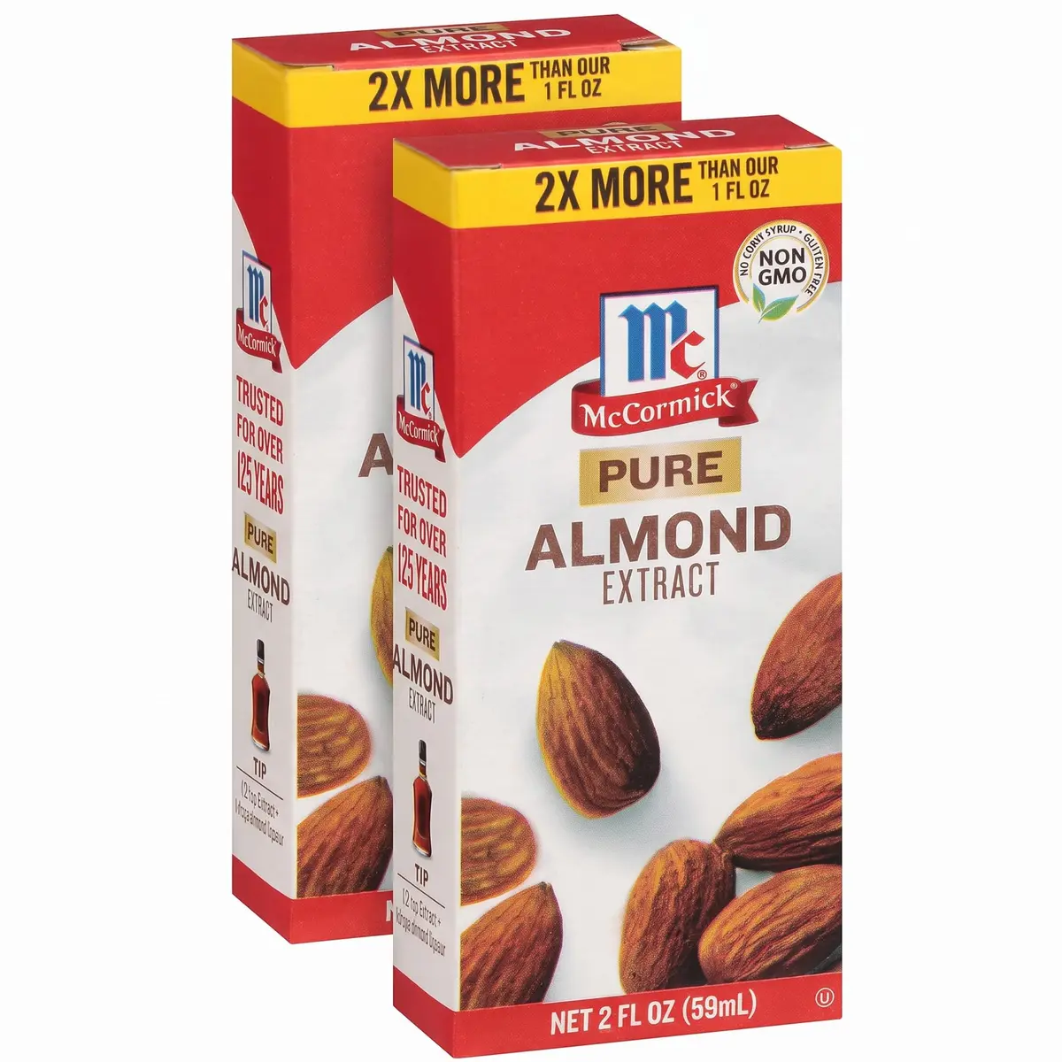 McCormick Pure Almond Extract 2 fl oz | Gluten-Free, Non-GMO, Vegan (Pack of 2) - main product image