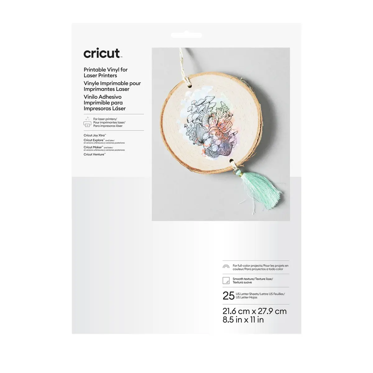 Cricut Vinyl Sticker Paper 25 Sheets | Printable Vinyl for Laser Printers, 8.5x11, White - main product image