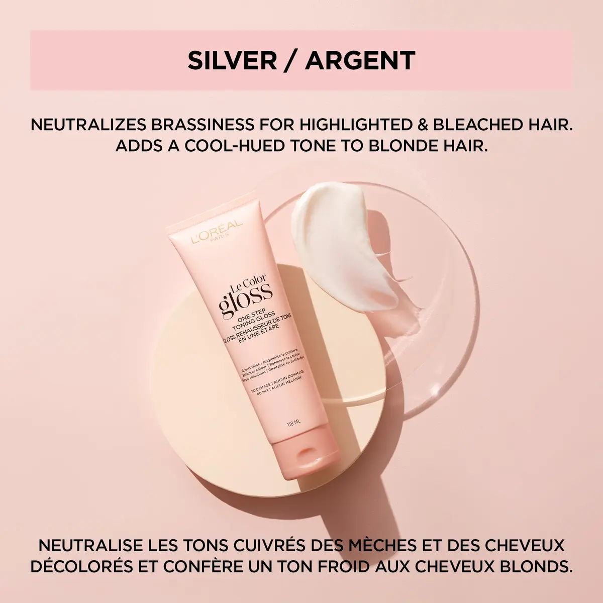 L'Oreal Paris Le Color Gloss One Step In-Shower Toning Hair Gloss, Silver, 4 Fl Oz (Pack of 2) | Neutralizes Brass & Boosts Shine - view 5
