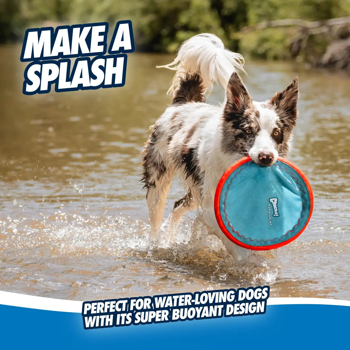 Chuckit! Paraflight Flying Disc Dog Toy - Water Floating Flyer - Durable Nylon with Rubber Edges - Small Size - view 4