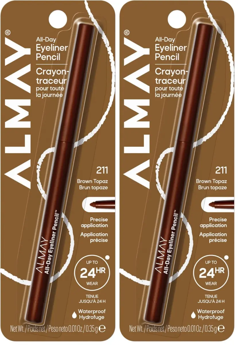 Almay All-Day Eyeliner Pencil, 211 Brown Topaz - Pack of 2, Waterproof Matte Finish - main product image