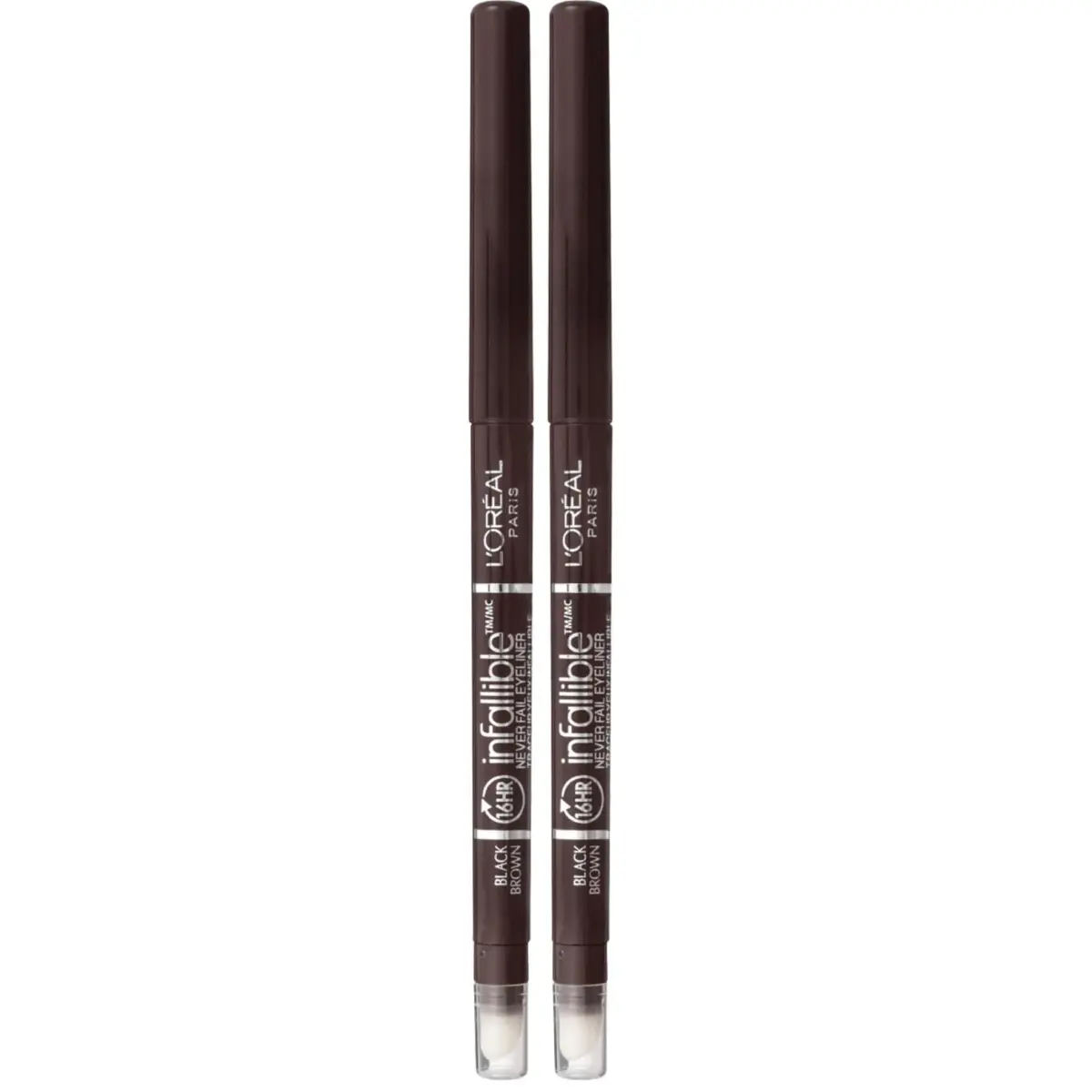 L'Oreal Paris Infallible Never Fail Mechanical Eyeliner Pencil Black Brown 0.008 oz (Pack of 2) | Smudge-Proof Up to 16 Hours - main product image