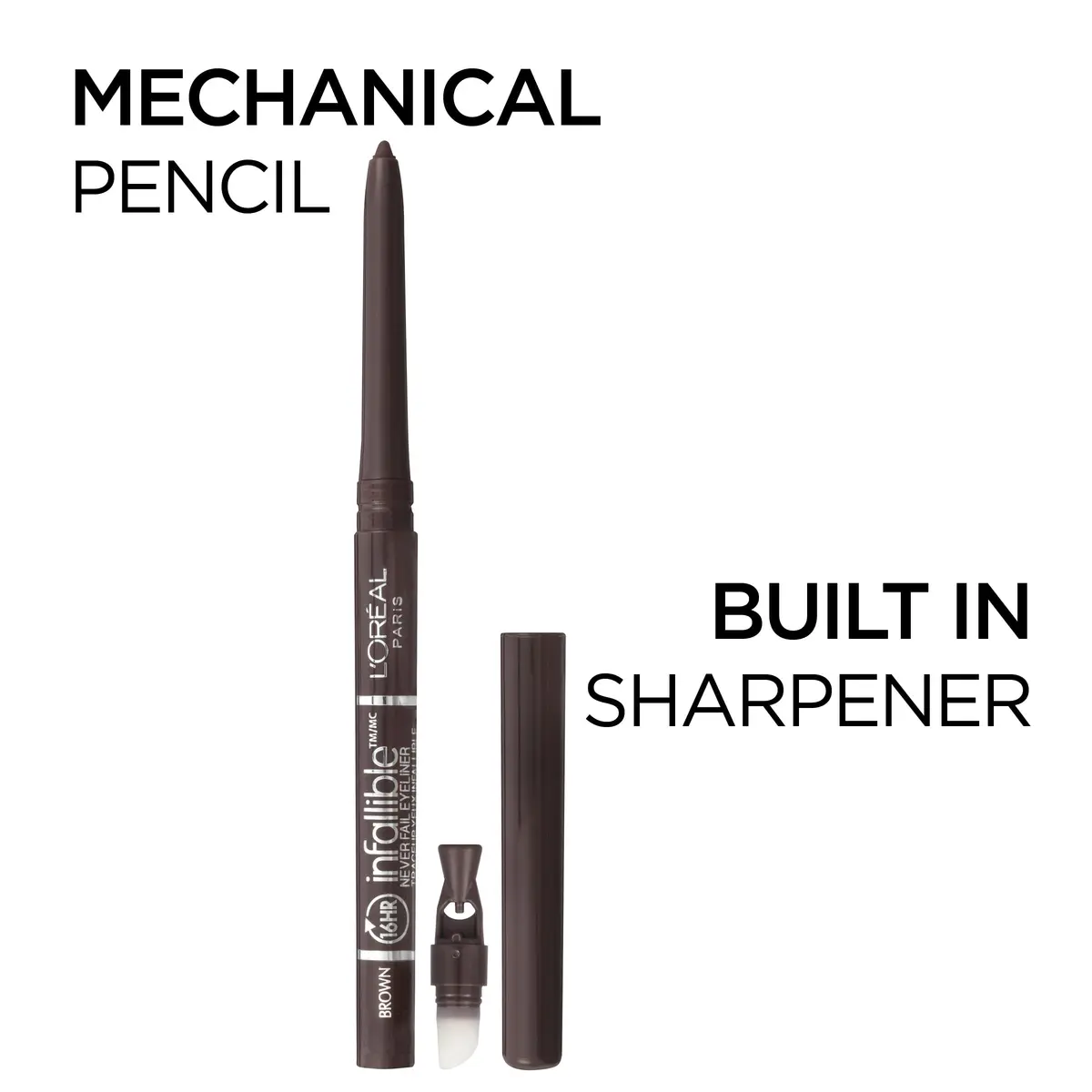 L'Oreal Paris Infallible Never Fail Mechanical Eyeliner Pencil Black Brown 0.008 oz (Pack of 2) | Smudge-Proof Up to 16 Hours - view 2