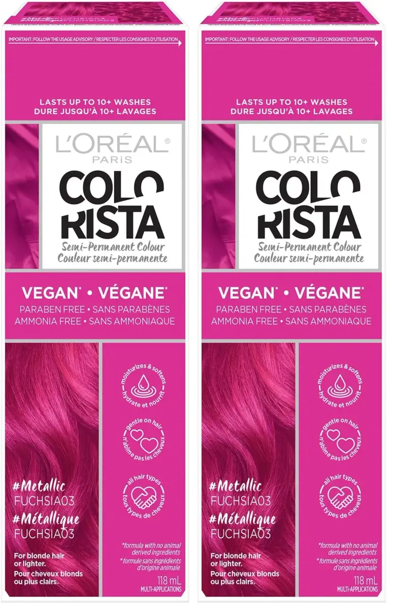 L'Oreal Paris Colorista Metallic Semi Permanent Hair Color - Metallic Pink (Pack of 2) - main product image
