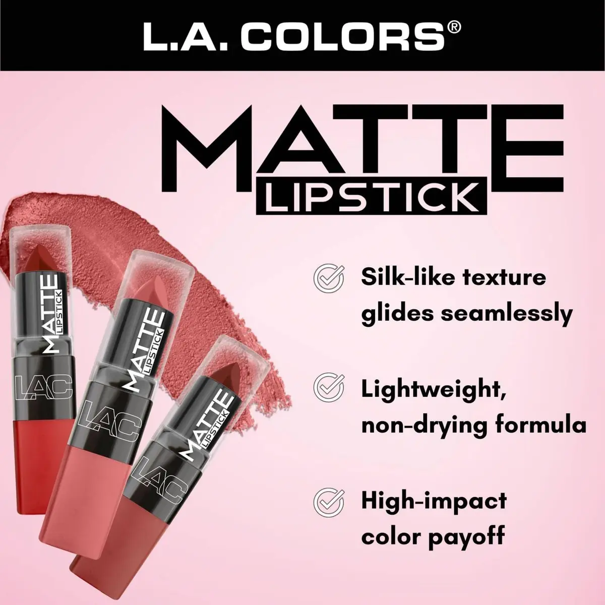 L.A. COLORS Matte Lipstick, Starlet 1 Ounce (Pack of 2) | Bold, Vibrant, Long-Lasting Matte Finish - view 6