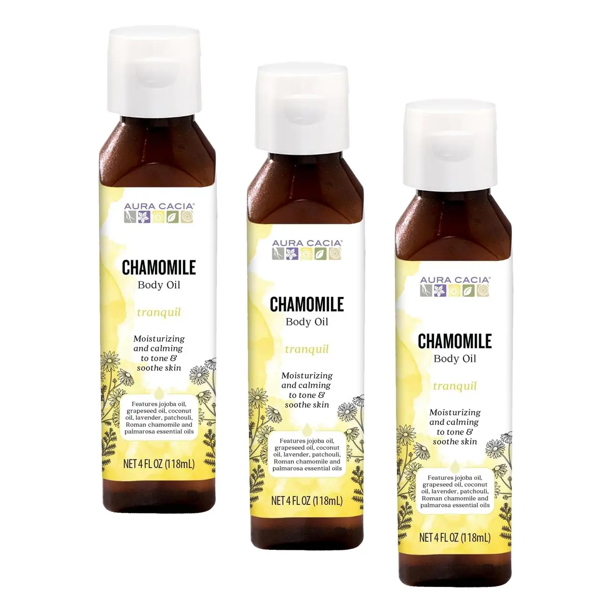 Aura Cacia Tranquil Chamomile Body Oil 360ml (12 Fl Oz) | Aromatherapy for Soothing Moisture - main product image