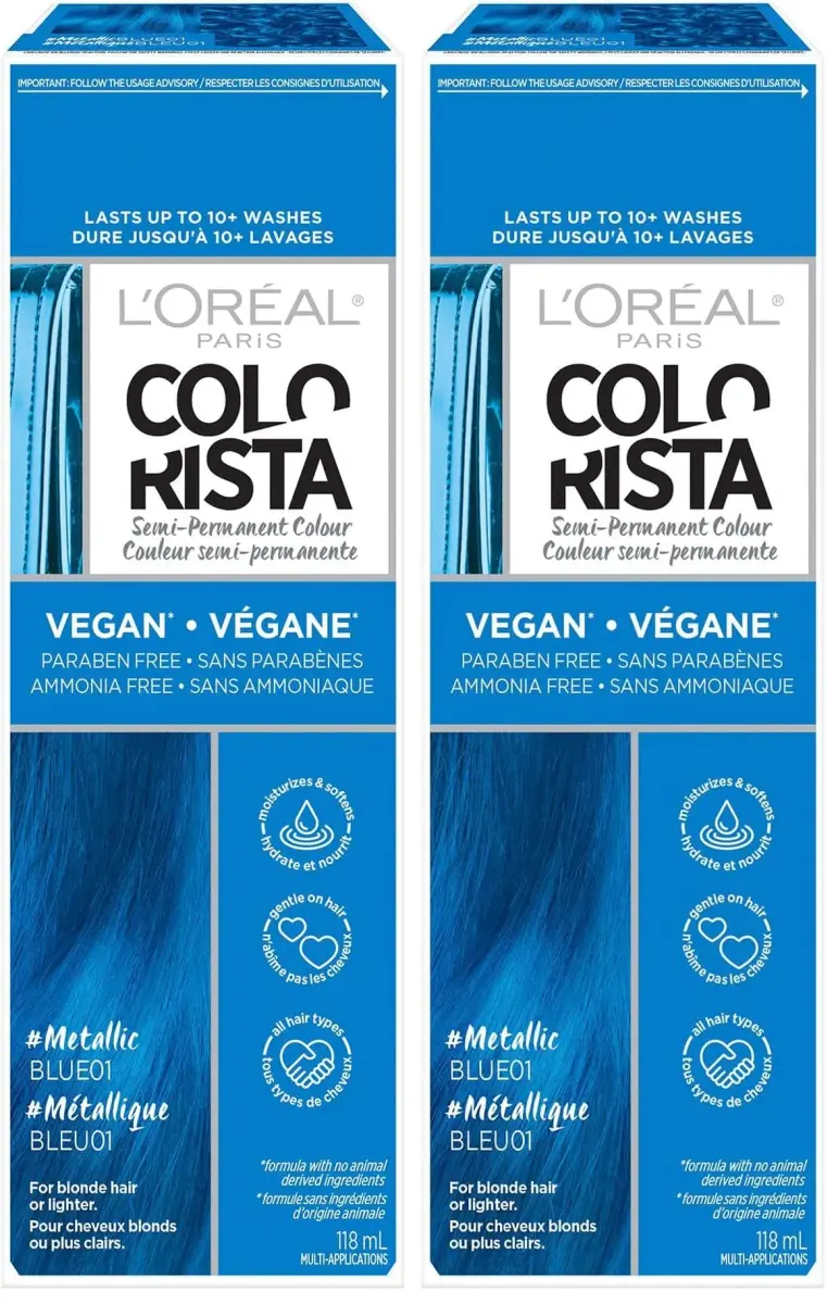 L'Oreal Paris Colorista Metallic Semi Permanent Hair Color - Metallic Blue (Pack of 2) - main product image
