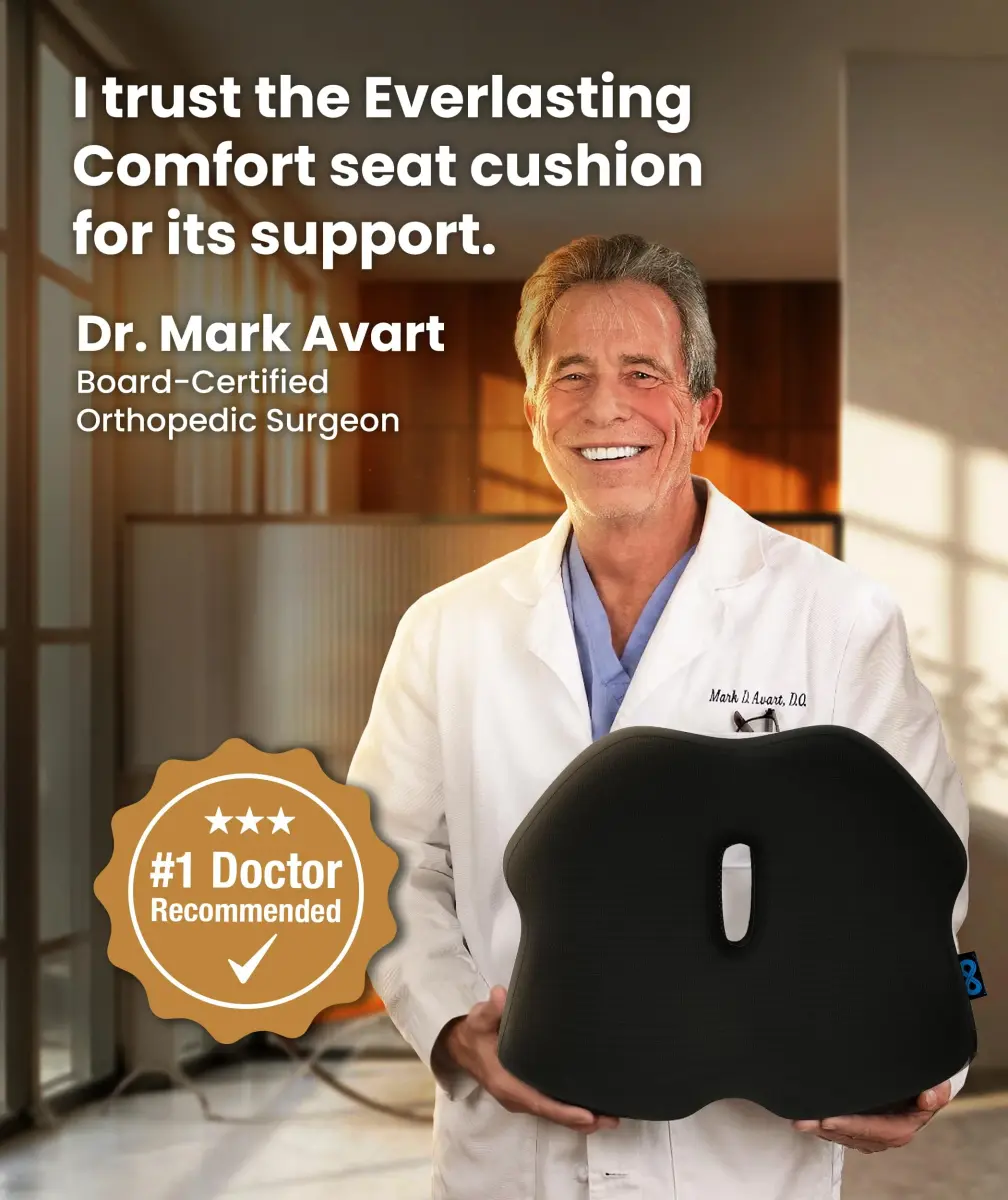 Everlasting Comfort Doctor Recommended Memory Foam Seat Cushion for Office Chairs & Car - Ergonomic Office Desk Accessories - Cushions for Tailbone Pain Relief, Sciatica (Large, Dark Gray) - view 7