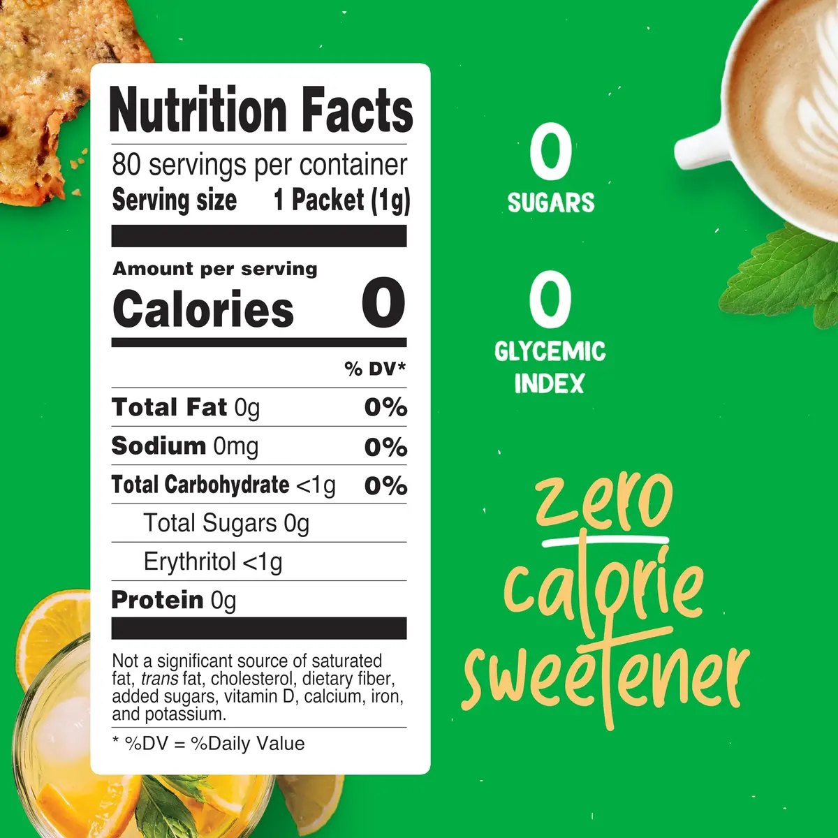 Pyure Organic Stevia Packets | Zero Carb, Zero Sugar, Plant-Based Sweetener | 80 Count - view 2
