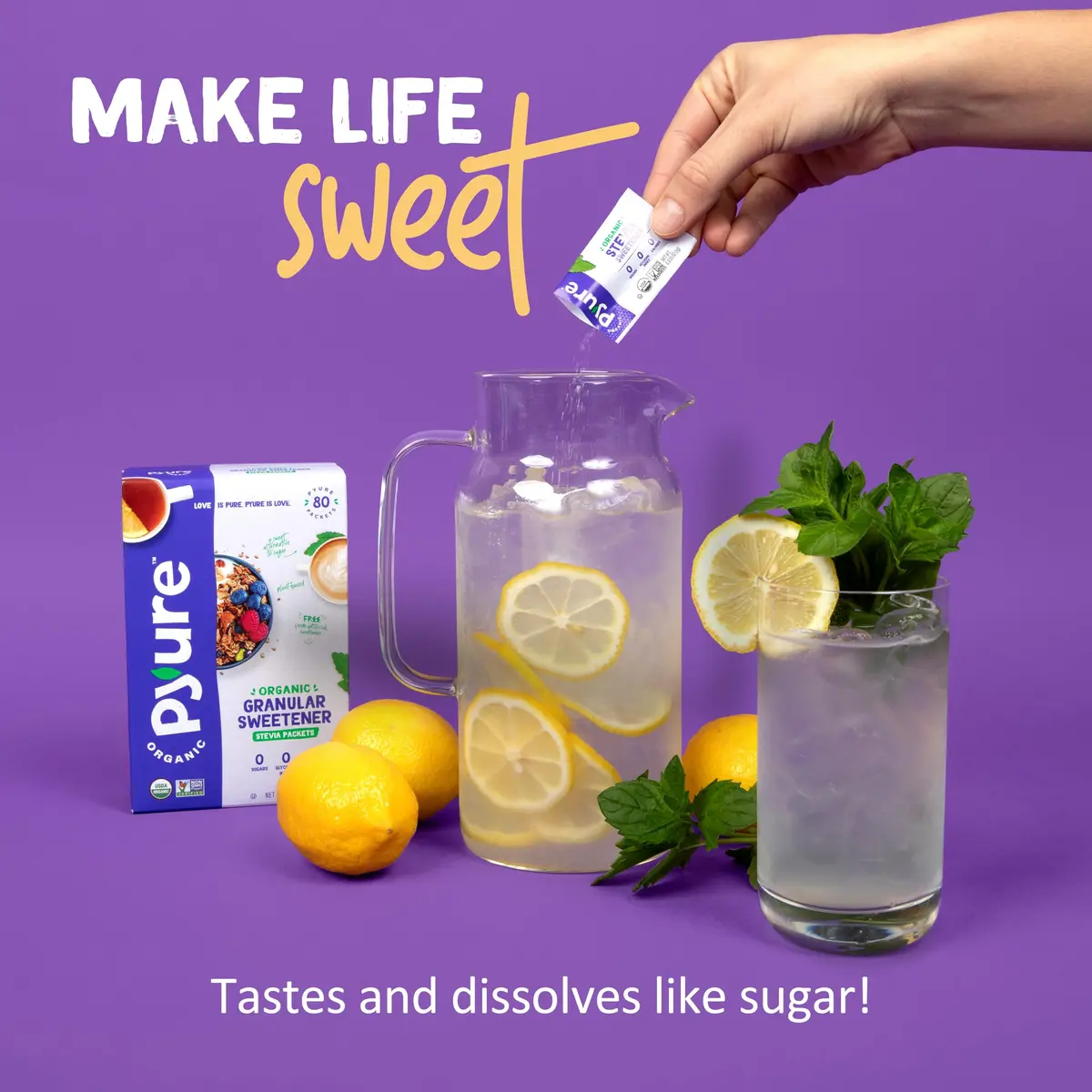 Pyure Organic Stevia Packets | Zero Carb, Zero Sugar, Plant-Based Sweetener | 80 Count - view 3