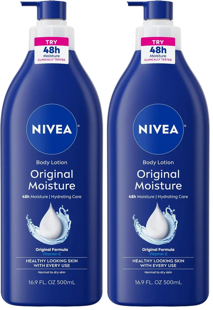 NIVEA Original Moisture Body Lotion with Vitamin E, 16.9 Fl Oz (Pack of 2) | 48-Hour Deep Nourishing Moisture for Normal to Dry Skin - main product image