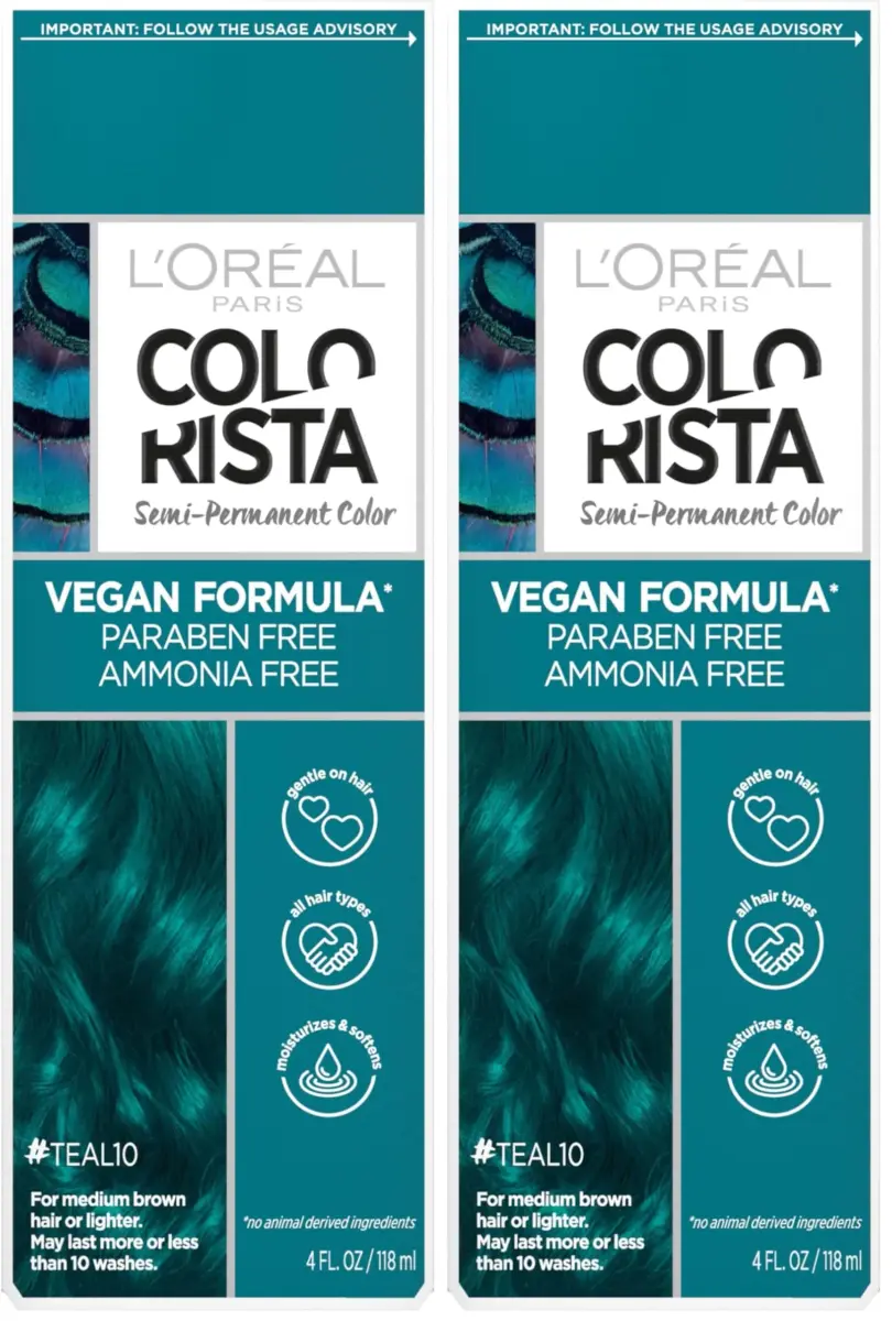 L'Oreal Paris Colorista Semi Permanent Hair Color, Teal - Pack of 2 - main product image