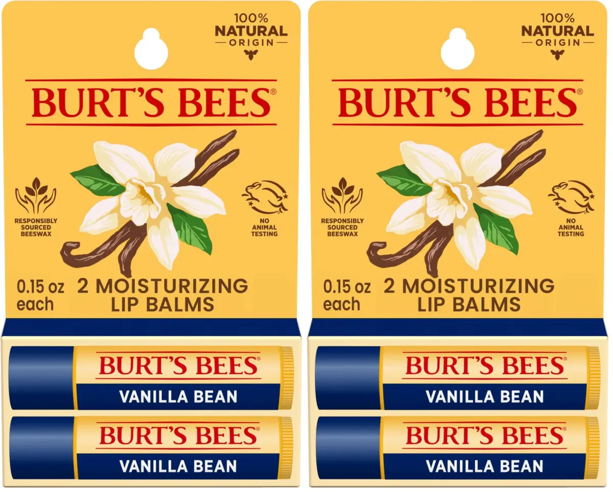Burt's Bees Vanilla Bean Tint-Free Lip Balm 2 Count | Natural Conditioning Lip Treatment - main product image