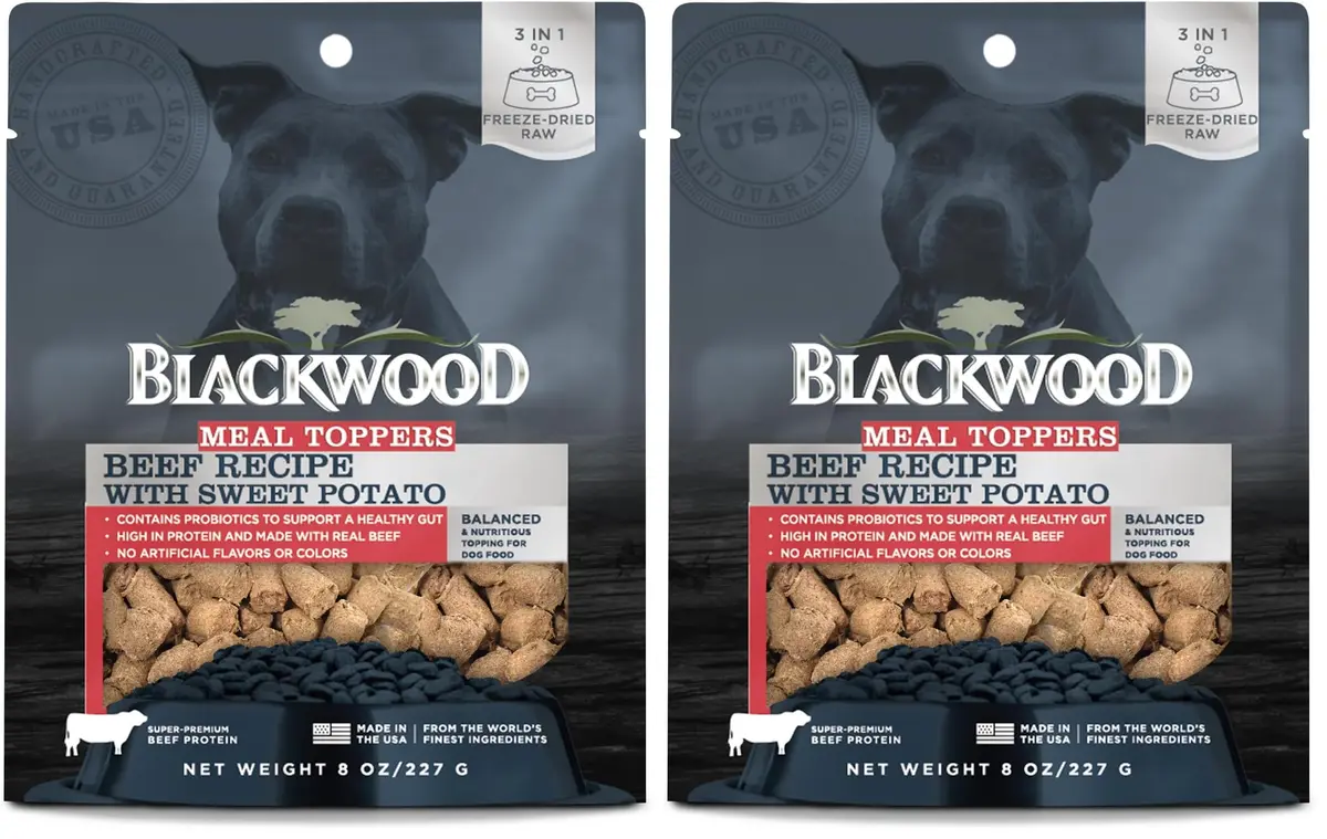 Blackwood Freeze Dried Dog Food Topper, Beef & Sweet Potato 8oz | High Protein, Probiotics, Versatile - main product image