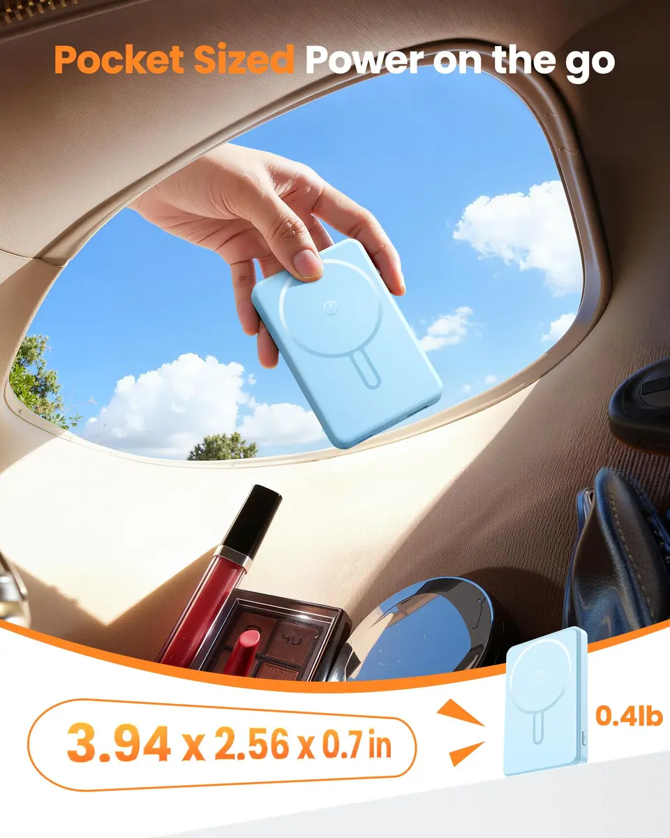 COOAV Power Bank 12000mAh Magnetic Portable Charger | Fast Wireless & USB-C Support - view 5