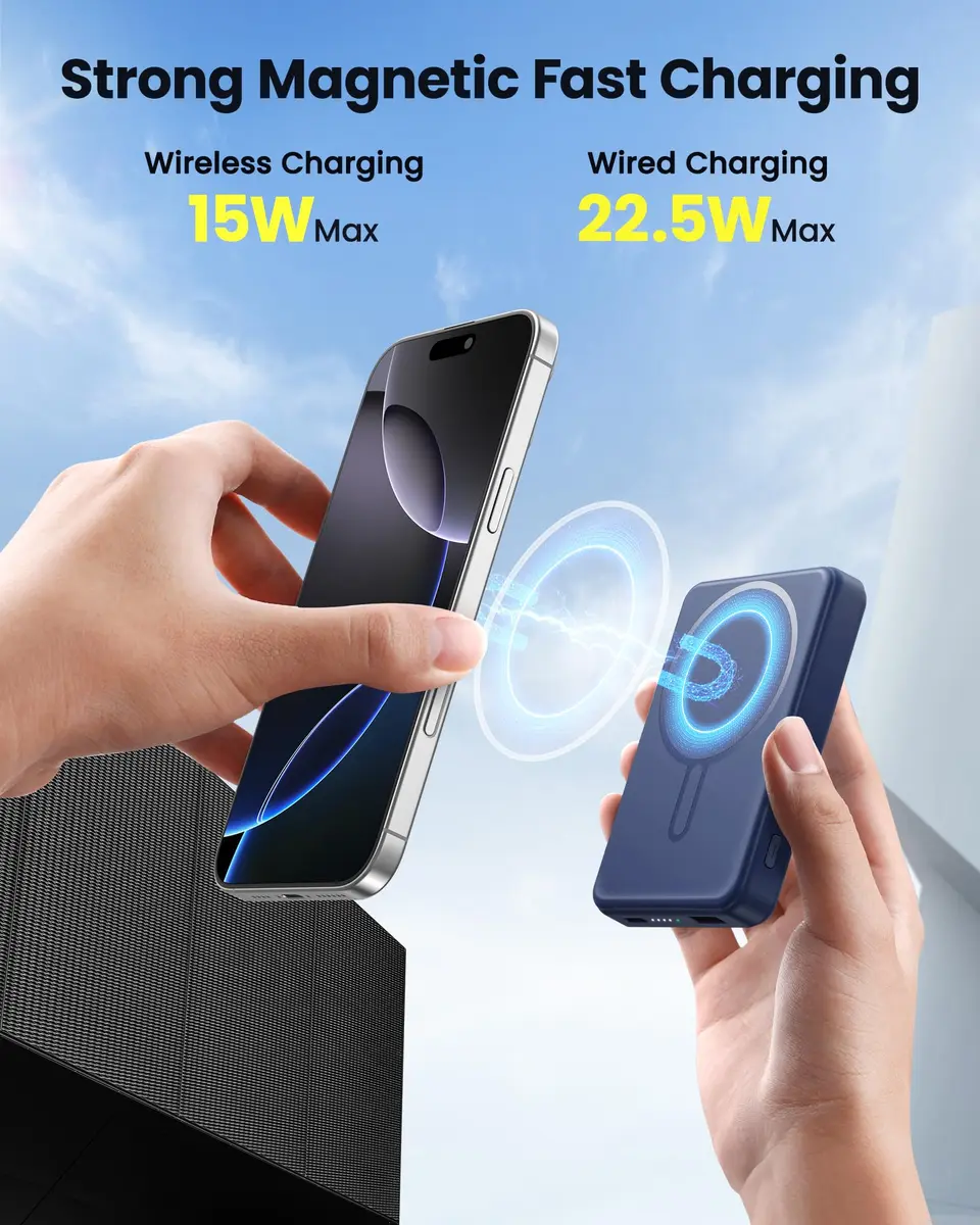 COOAV Power Bank 12000mAh Magnetic Portable Charger | MagSafe Compatible, Fast Wireless & USB-C Power - view 2