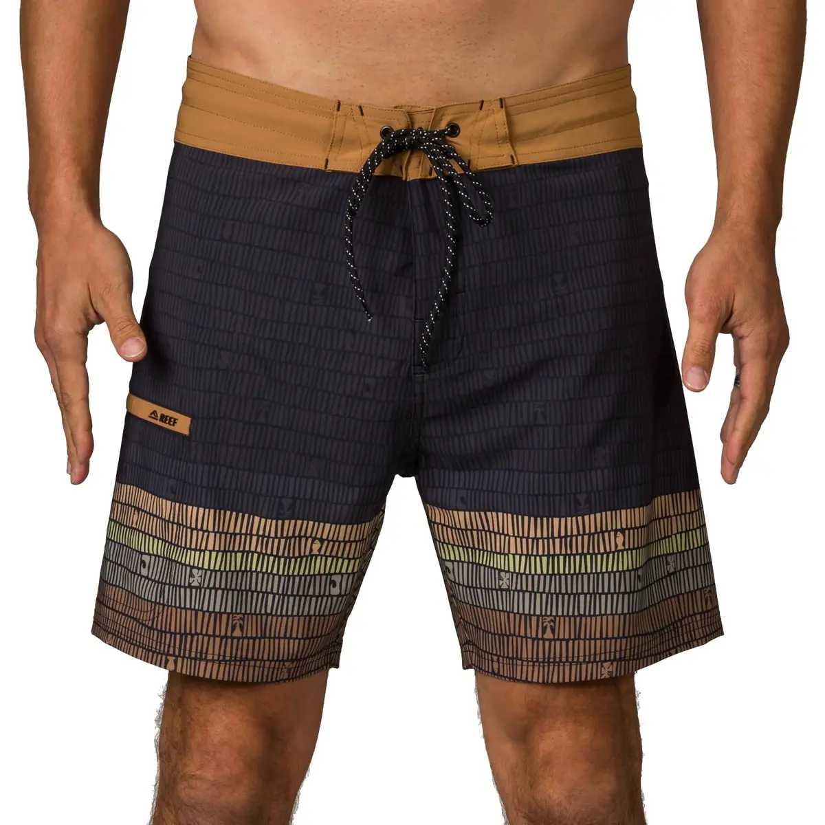 REEF Men's Remy Fixed Waist Boardshort Caviar | 4-Way Stretch Water-Ready Swim Shorts - main product image
