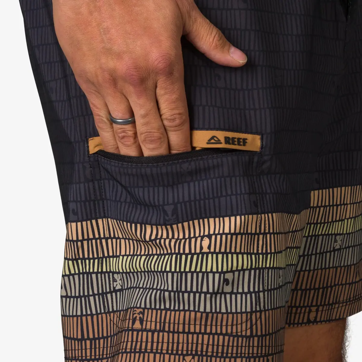 REEF Men's Remy Fixed Waist Boardshort Caviar | 4-Way Stretch Water-Ready Swim Shorts - view 2