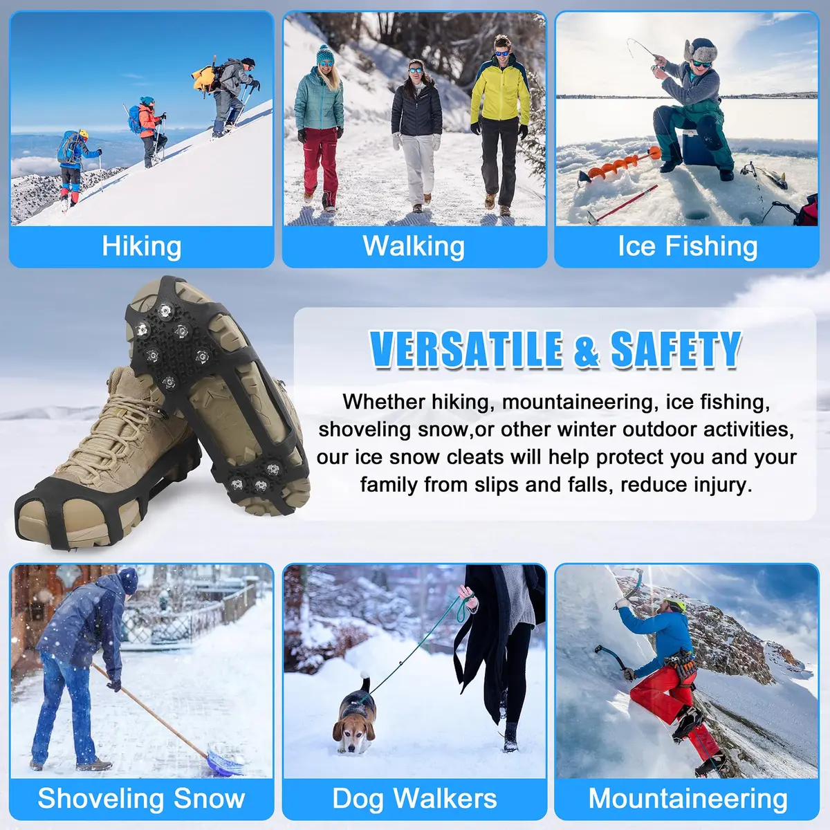 JSHANMEI Ice Cleats for Shoes and Boots Large (7.5-9.5 men/9-11 women) | Non-Slip Traction Spikes - view 7