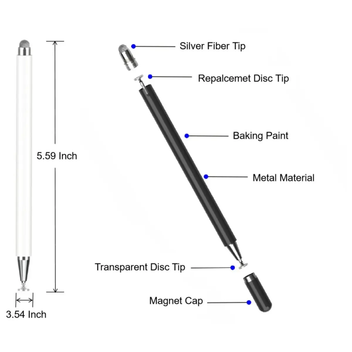 RKItE Stylus Pen for Samsung Galaxy Tab A9+/A8/A7/A7 Lite, iPad, Fire HD & All Touch Devices (White) | Precision Disc Tip Stylus - view 2