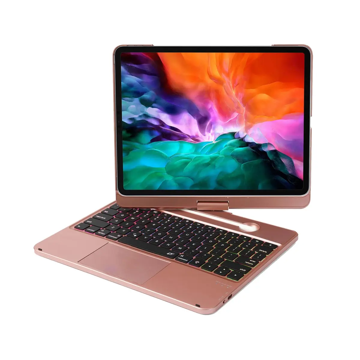 LENRICH Keyboard Case for iPad Pro 12.9 inch 6th/5th/4th/3rd Gen | 360° Rotating Stand, Wireless Keyboard, Rose Gold - main product image