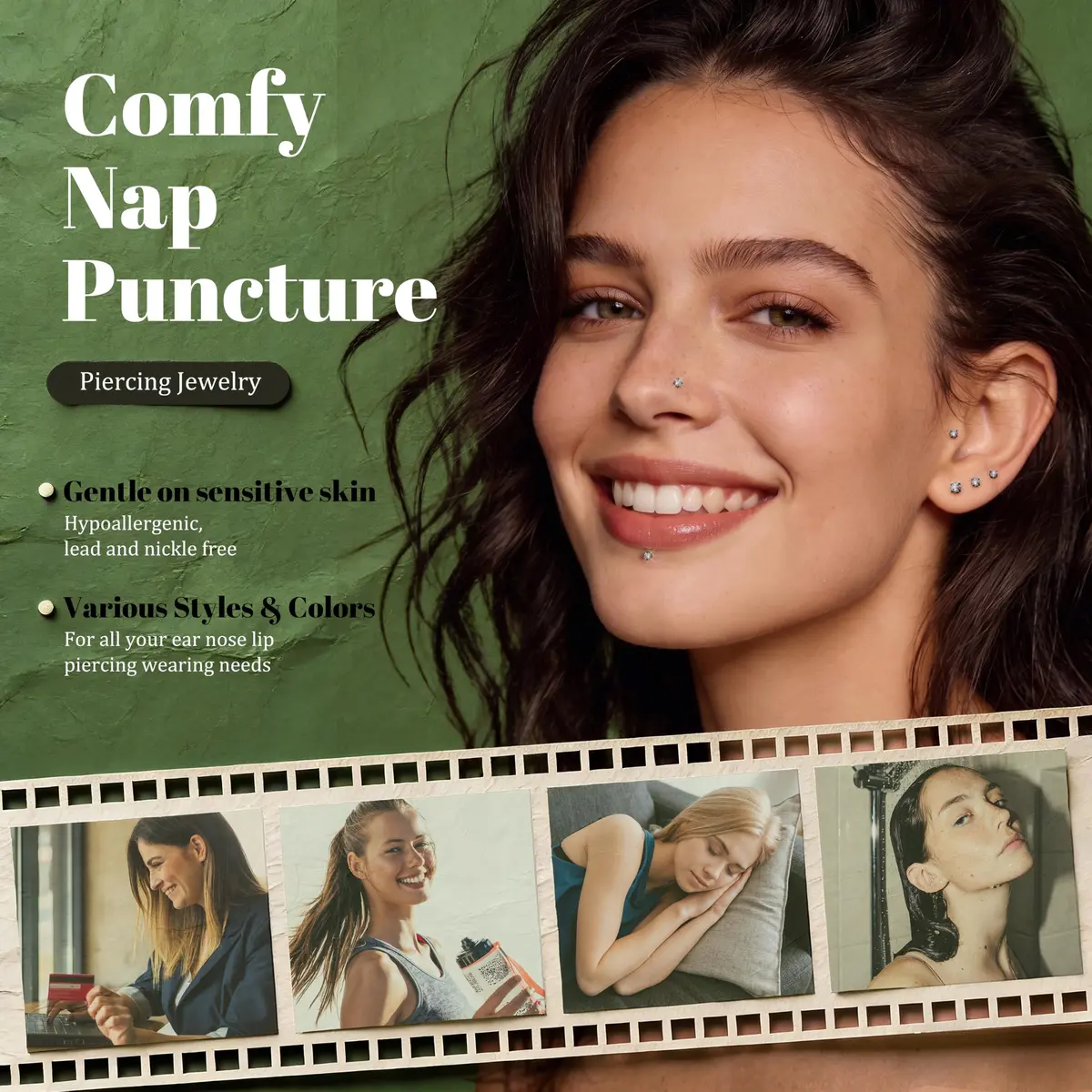 GEMQUEEN G23 Titanium Flat Back Earrings 16G | Hypoallergenic, Versatile for Men & Women - view 5