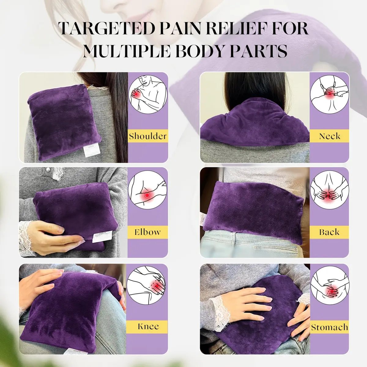 uncn Microwavable Heating Pad 13x7 Inch | Lavender Scent, Moist Warm Compress, Non-Electric & Portable - view 2