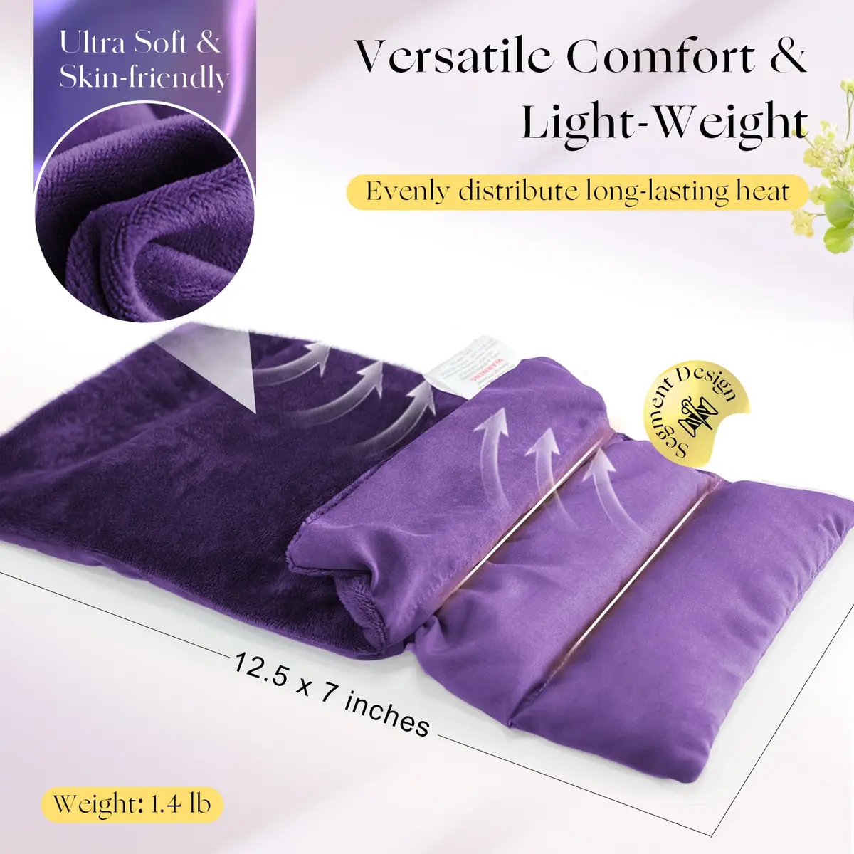 uncn Microwavable Heating Pad 13x7 Inch | Lavender Scent, Moist Warm Compress, Non-Electric & Portable - view 5