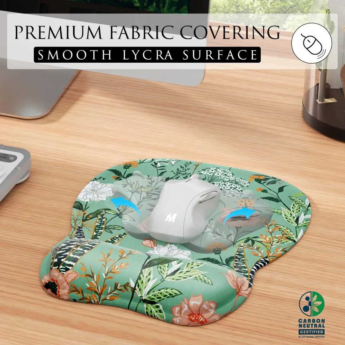 MROCO Ergonomic Mouse Pad Gel Wrist Rest, 9.4 x 8.1 inches, Garden Whispers | Comfortable Support for Daily Use - view 2