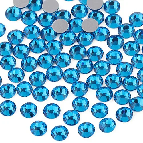 BEADSLAND Capri Blue Flat Back Rhinestones SS40 (144pcs, 8.4-8.7mm) | Glass Gems for Nail Art & Crafts - main product image