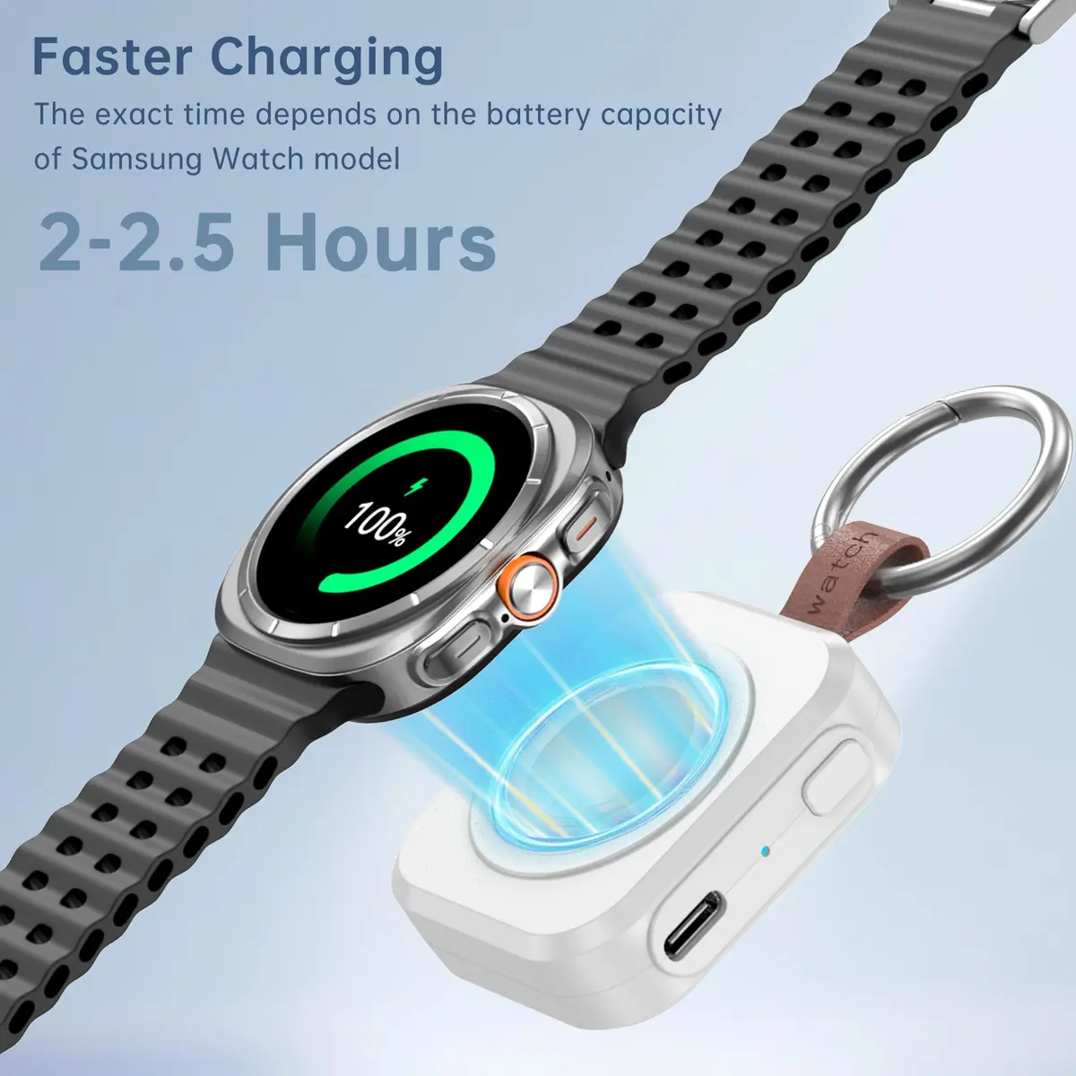 ACEQINGSE Samsung Galaxy Watch Charger 1200mAh Portable White | Compatible with Galaxy Watch 7/Ultra/6/Active 2/1 - view 5
