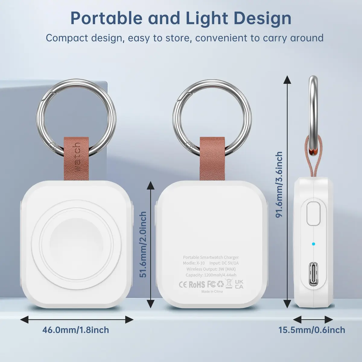 ACEQINGSE Samsung Galaxy Watch Charger 1200mAh Portable White | Compatible with Galaxy Watch 7/Ultra/6/Active 2/1 - view 2
