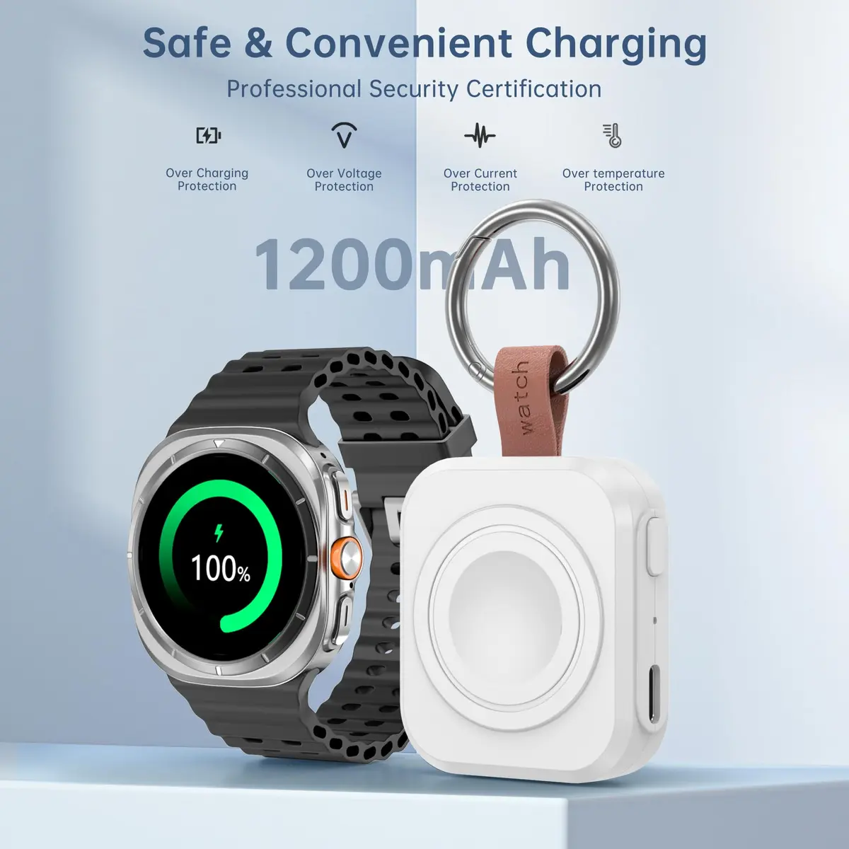 ACEQINGSE Samsung Galaxy Watch Charger 1200mAh Portable White | Compatible with Galaxy Watch 7/Ultra/6/Active 2/1 - view 4