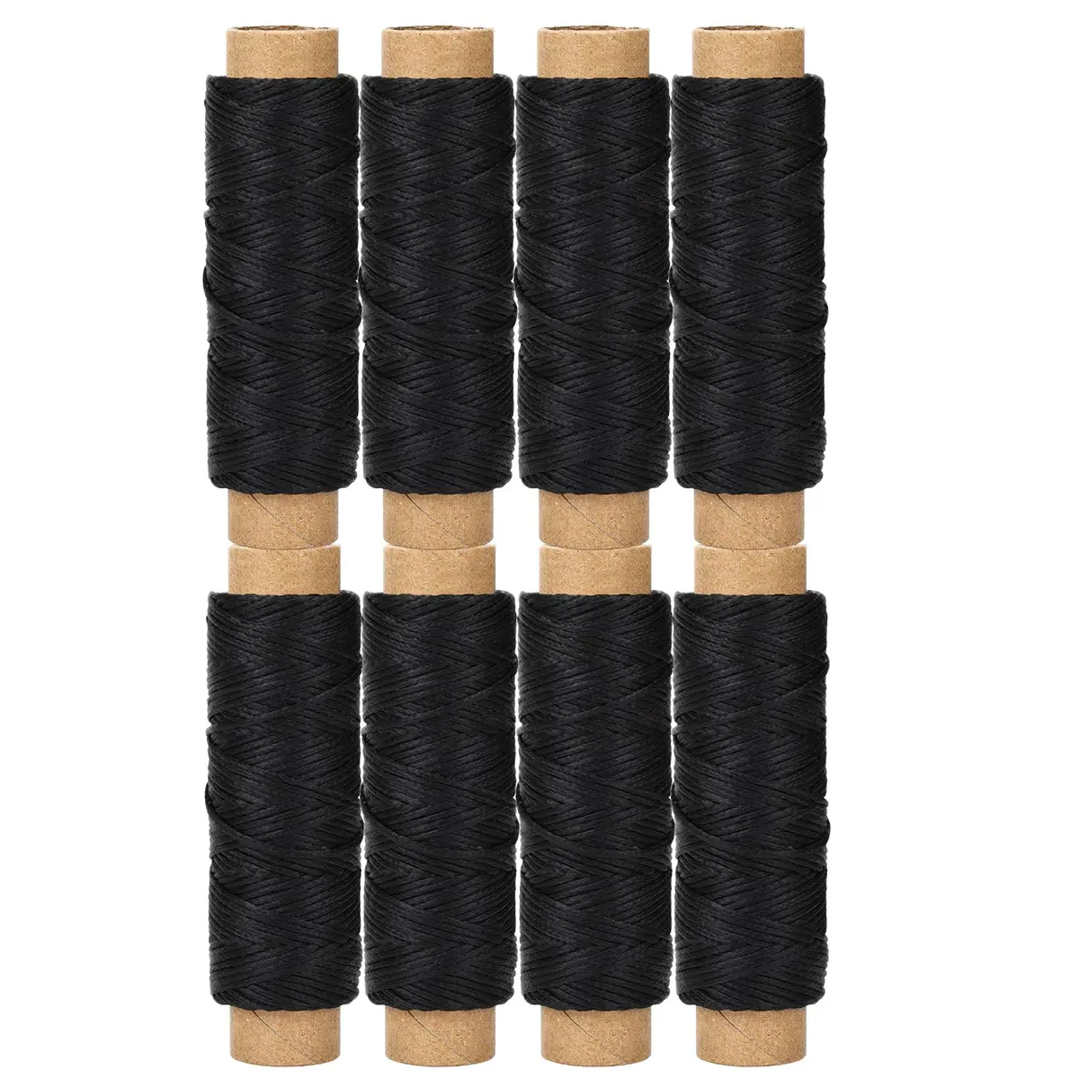 JANYUN Black Waxed Leather Thread 1mm 150D Sewing Cord Pack | 8 Spools, 264 Total Yards - main product image