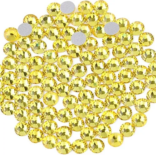 BEADSLAND Flat Back Rhinestones Lemon Yellow SS40 (8.4mm) | 144pcs Craft Gems for Nail Art & Crafts - main product image