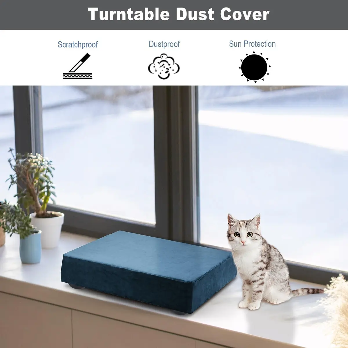 TXEsign Dust Cover Compatible with Audio-Technica AT-LP120XUSB & AT-LP120XBT-USB | Soft Elastic Fleece Dust Case (Dark Blue) - view 4