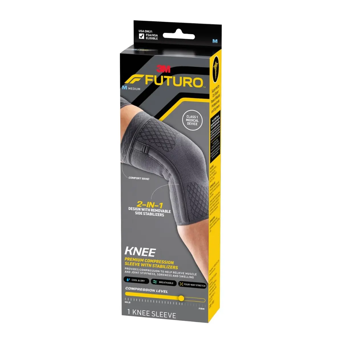 Futuro Premium Compression Knee Sleeve with Stabilizers | Advanced Customizable Support for Arthritis & Swelling - main product image