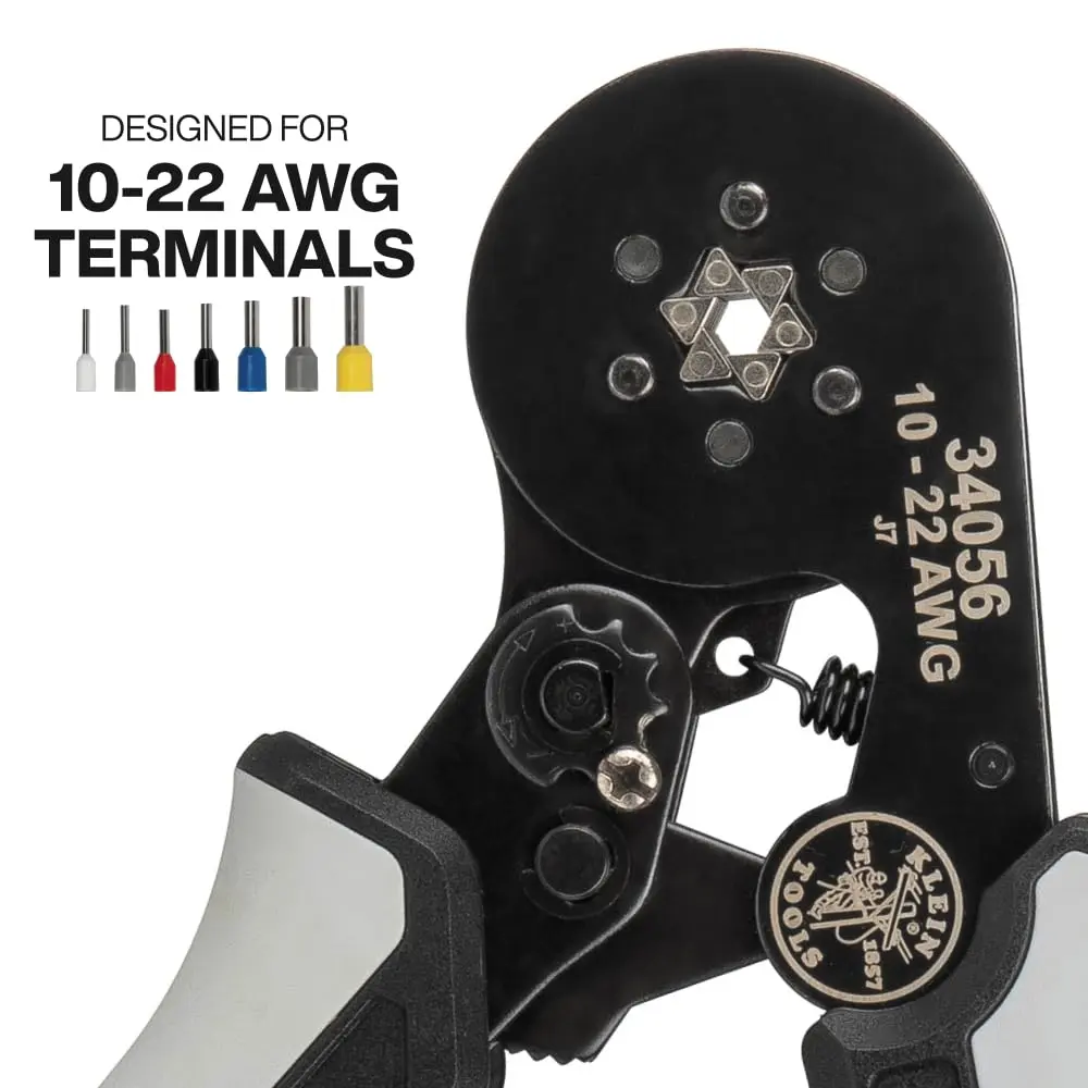 Klein Tools 34061 Ferrule Crimping Tool Set with Hex Crimper | Precision Ratcheting Hand Tool for Electrical Work - view 2