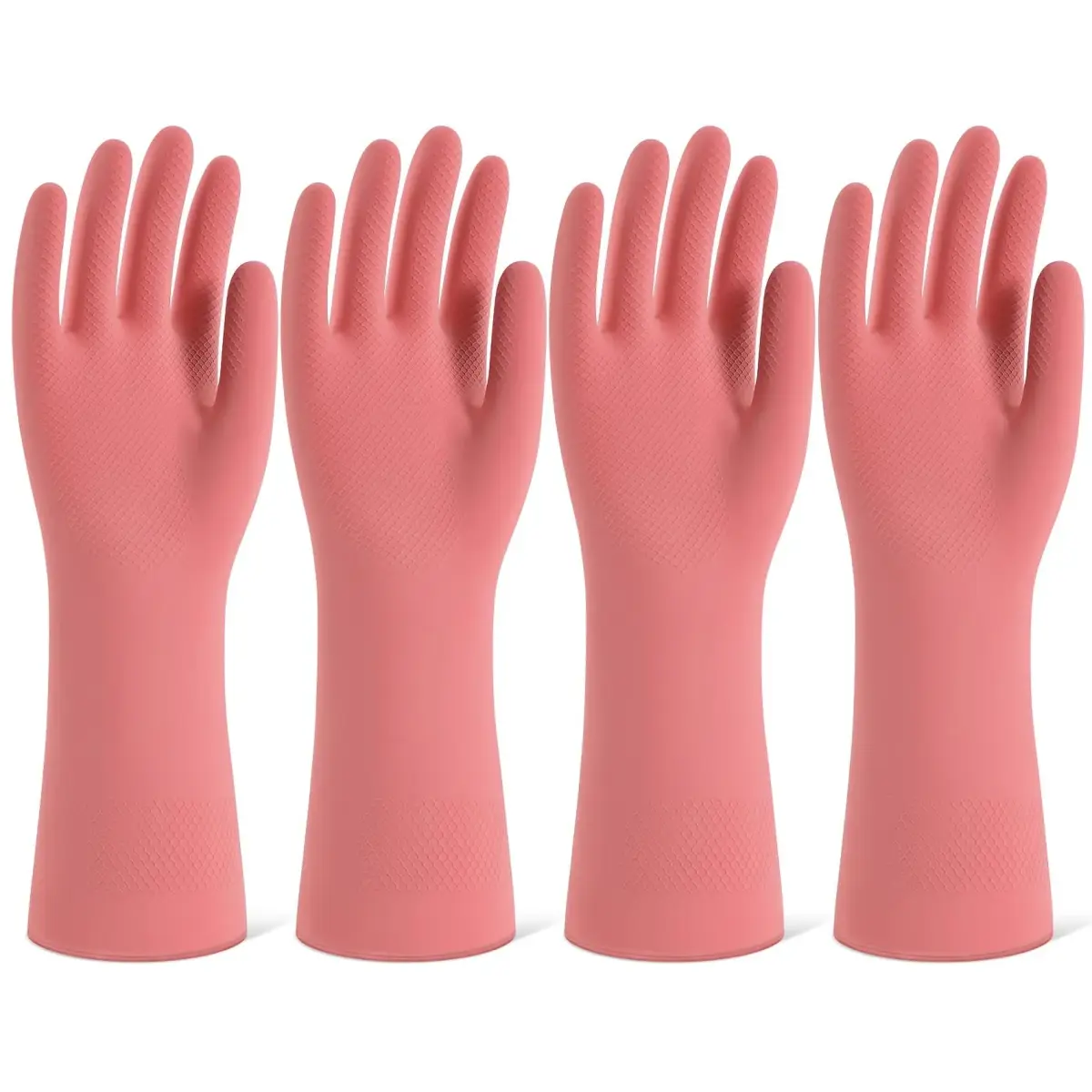 SIFANGKE Pink Rubber Cleaning Gloves for Dishwashing, 4 Pairs, Large | Waterproof & Non-Slip Grip - main product image