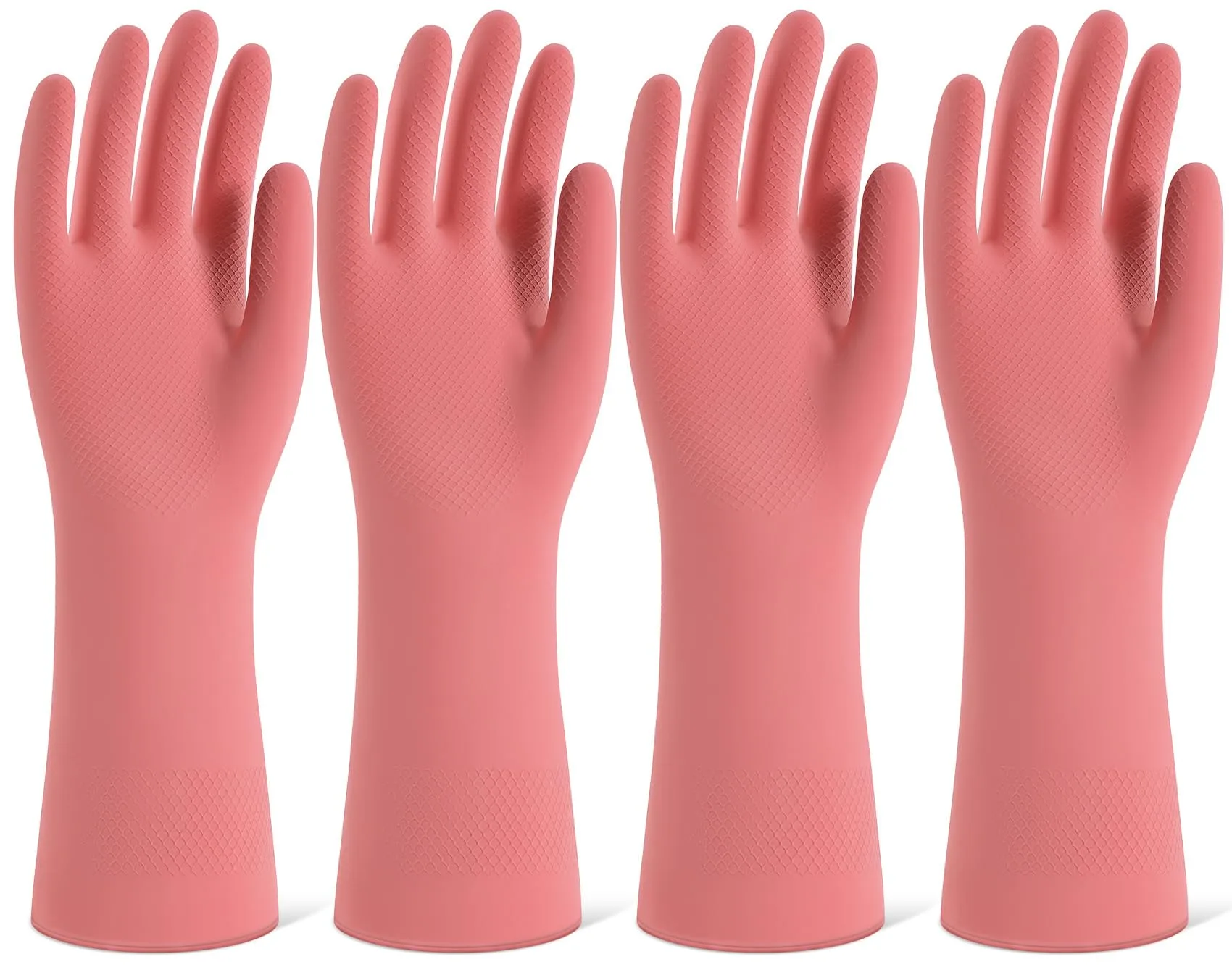 SIFANGKE Pink Rubber Cleaning Gloves with Flocked Lining, 4 Pairs L Size | USA Imported for Household Cleaning - main product image